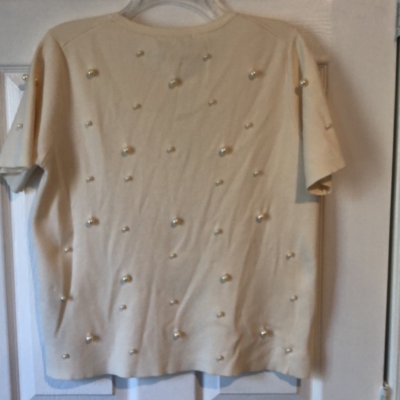 Zara Pearl embellished short sleeve lightweight sweater XL - Picture 7 of 7